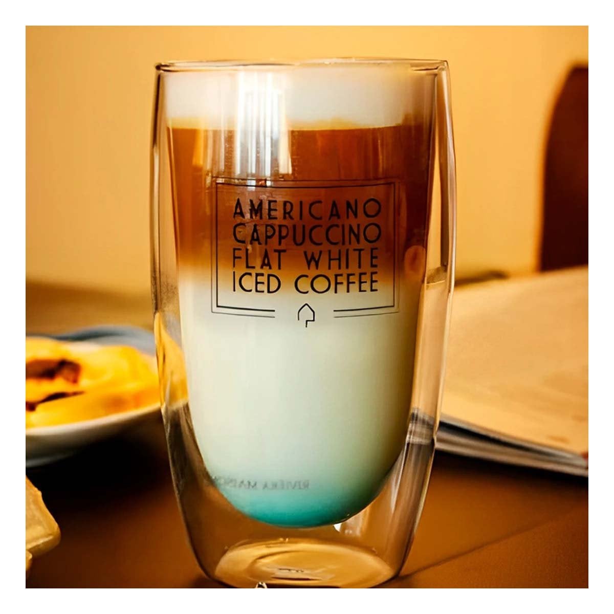 PACK2 VASO PARA FRAPPUCCINO DE VIDRIO CON DOBLE CAPA 450 ML EN COLOR TRANSPARENTE - 3