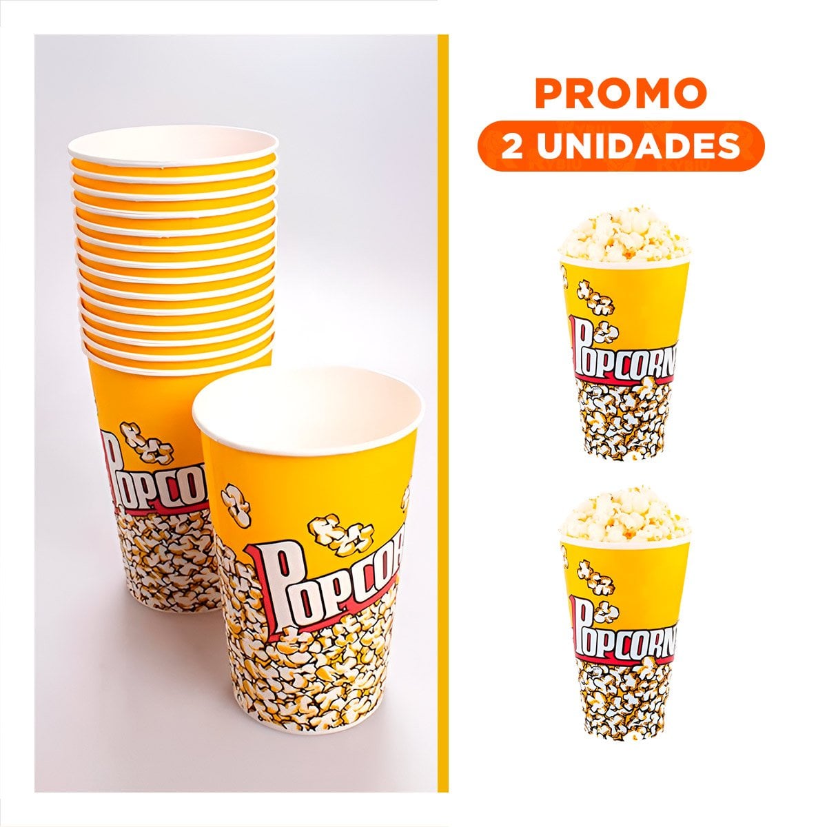 PACK4 BALDE DE SNACK AMARILLO 7CMX17CM CON BASE DE SEGURIDAD DE CARGA Y+REGALO STICKER - 1