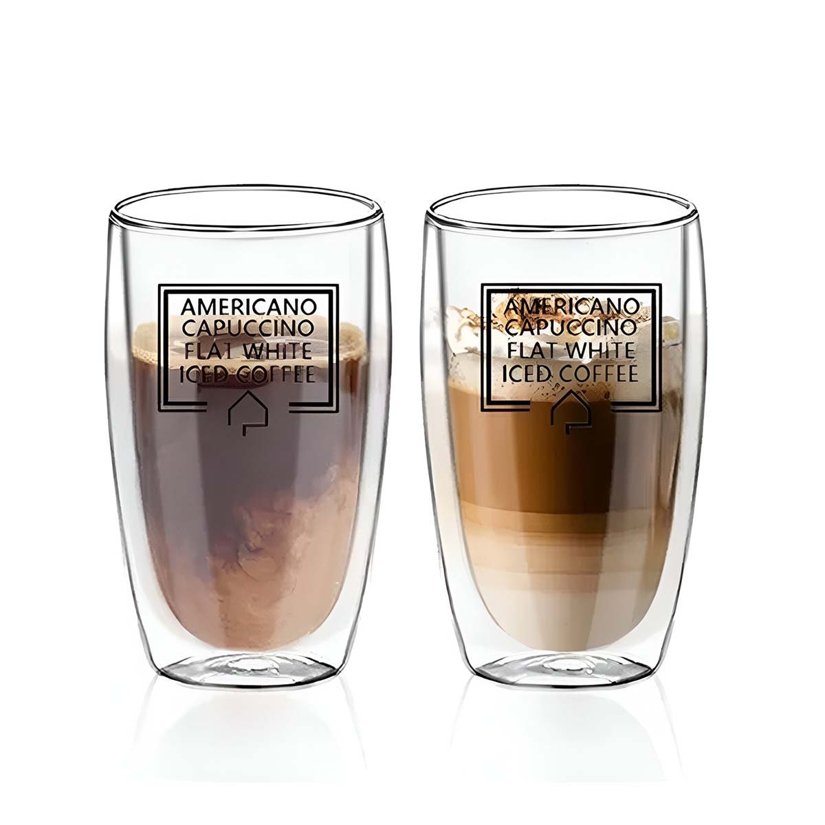 PACK2 VASO DE VIDRIOTRANSPARENTE 450 ML CON DOBLE CAPA PARA FRAPPUCCINO Y+REGALO STICKER - 2