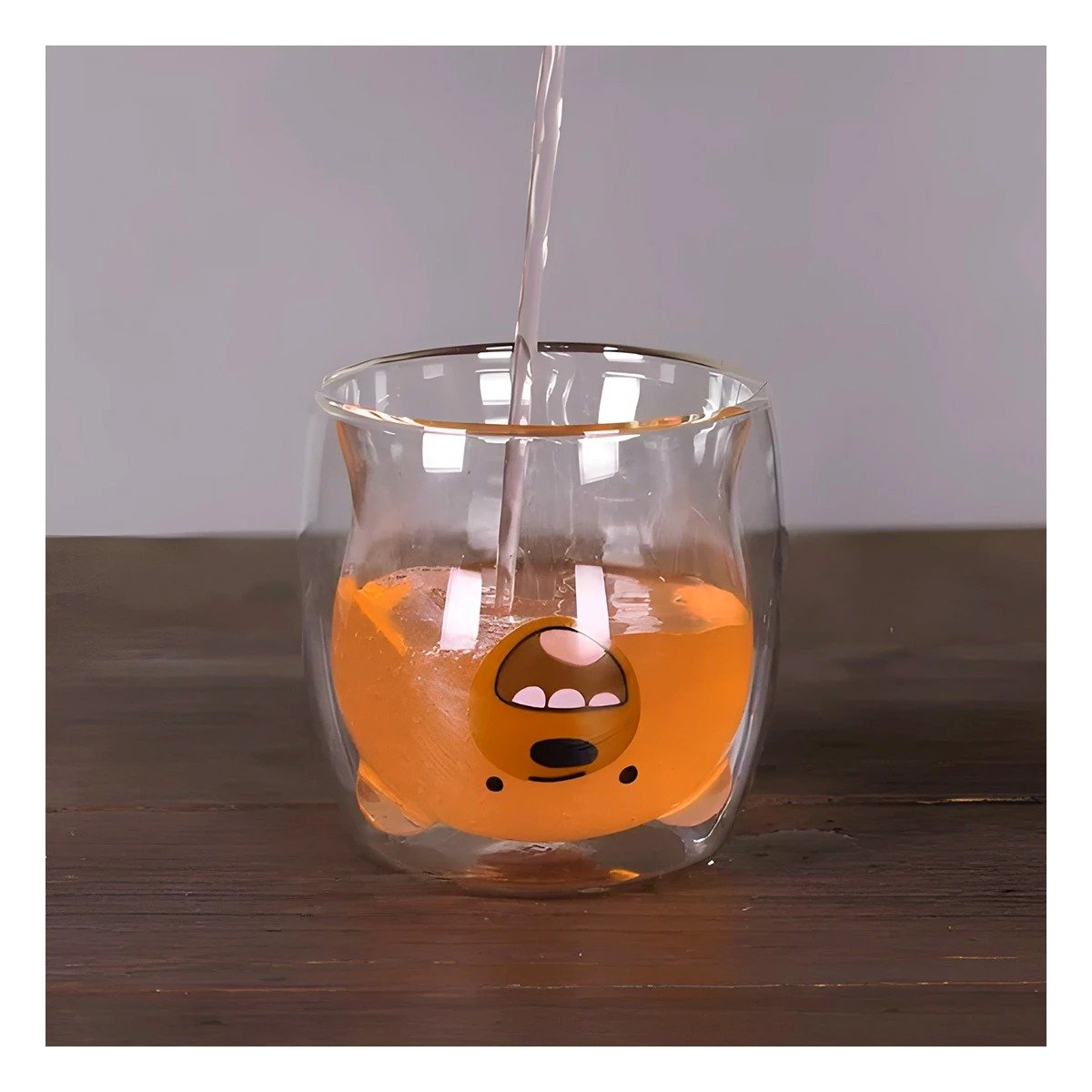 PACK6 COPA TRANSPARENTE CON OSO PARDO CON ESTRUCTURA DOBLE CAPA DE VIDRIO BOROSILICATO - 2