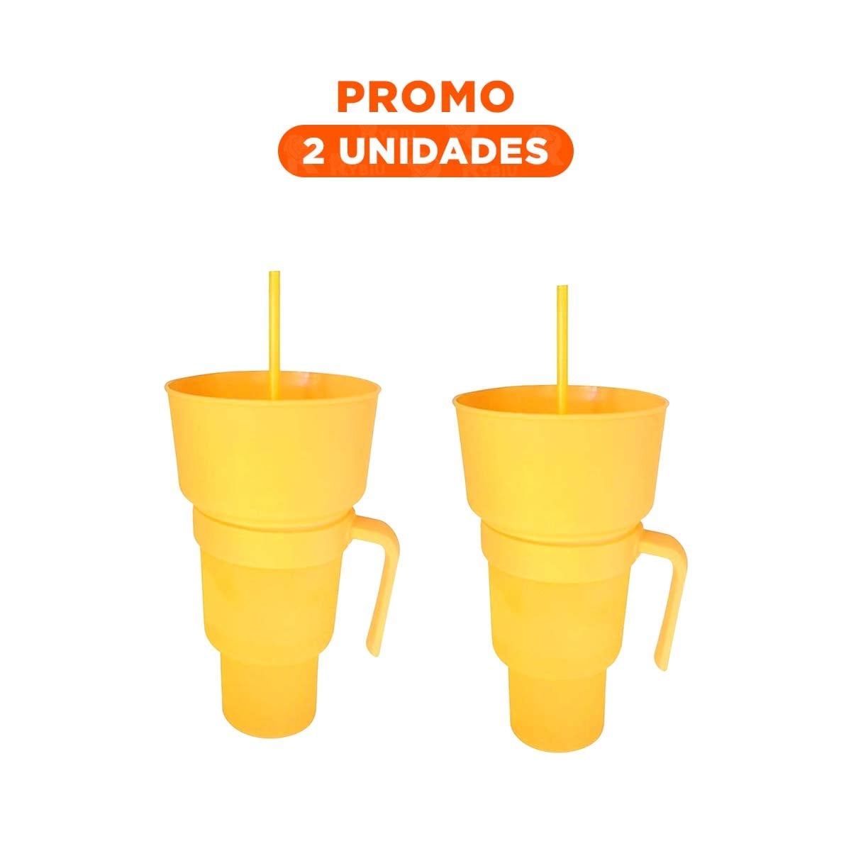PACK2 VASO 2 EN 1 COLOR AMARILLO CON BASE DE ABS RESISTENTE PARA BEBIDAS FRIAS - 1