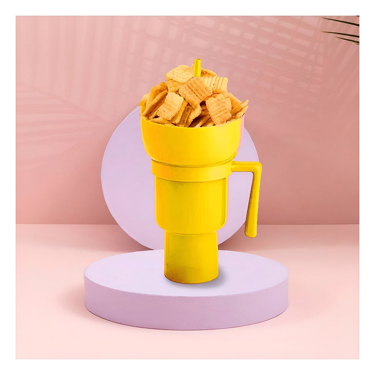 PACK2 VASO 2 EN 1 COLOR AMARILLO CON BASE DE ABS RESISTENTE PARA BEBIDAS FRIAS - 5