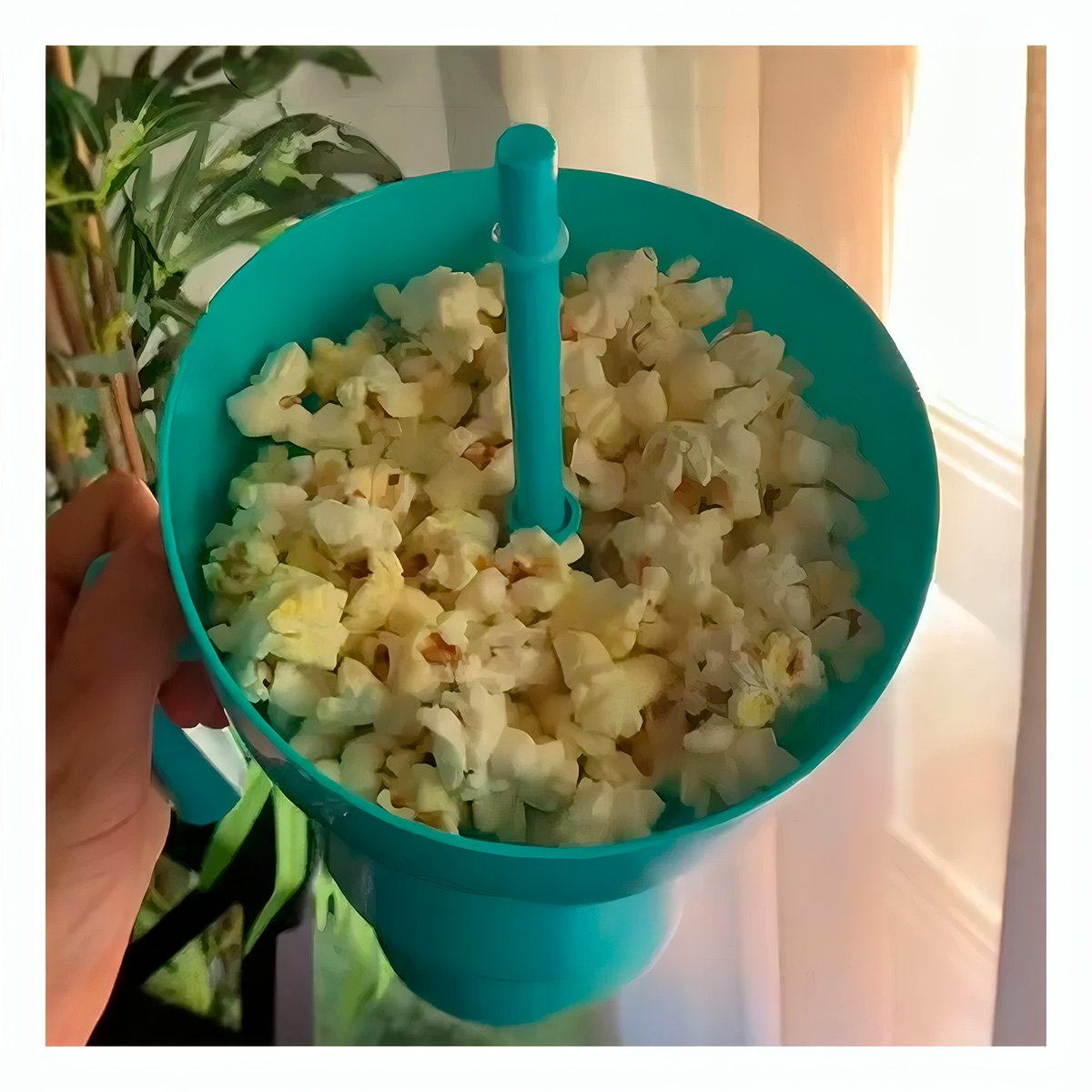 PACK2 VASO 2 EN 1 PARA BEBIDAS NATURALES Y SNACKS CON ESTRUCTURA ABS VERDE Y+REGALO STICKER - 3