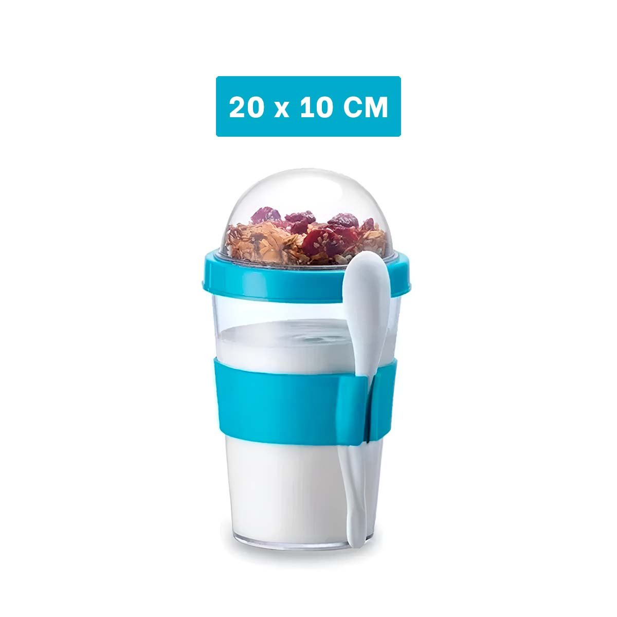 PACK6 CONTENEDOR PARA YOGURT NATURAL Y CEREAL 350 ML EN CELESTE ACTUAL Y+PAPEL REGALO - 4