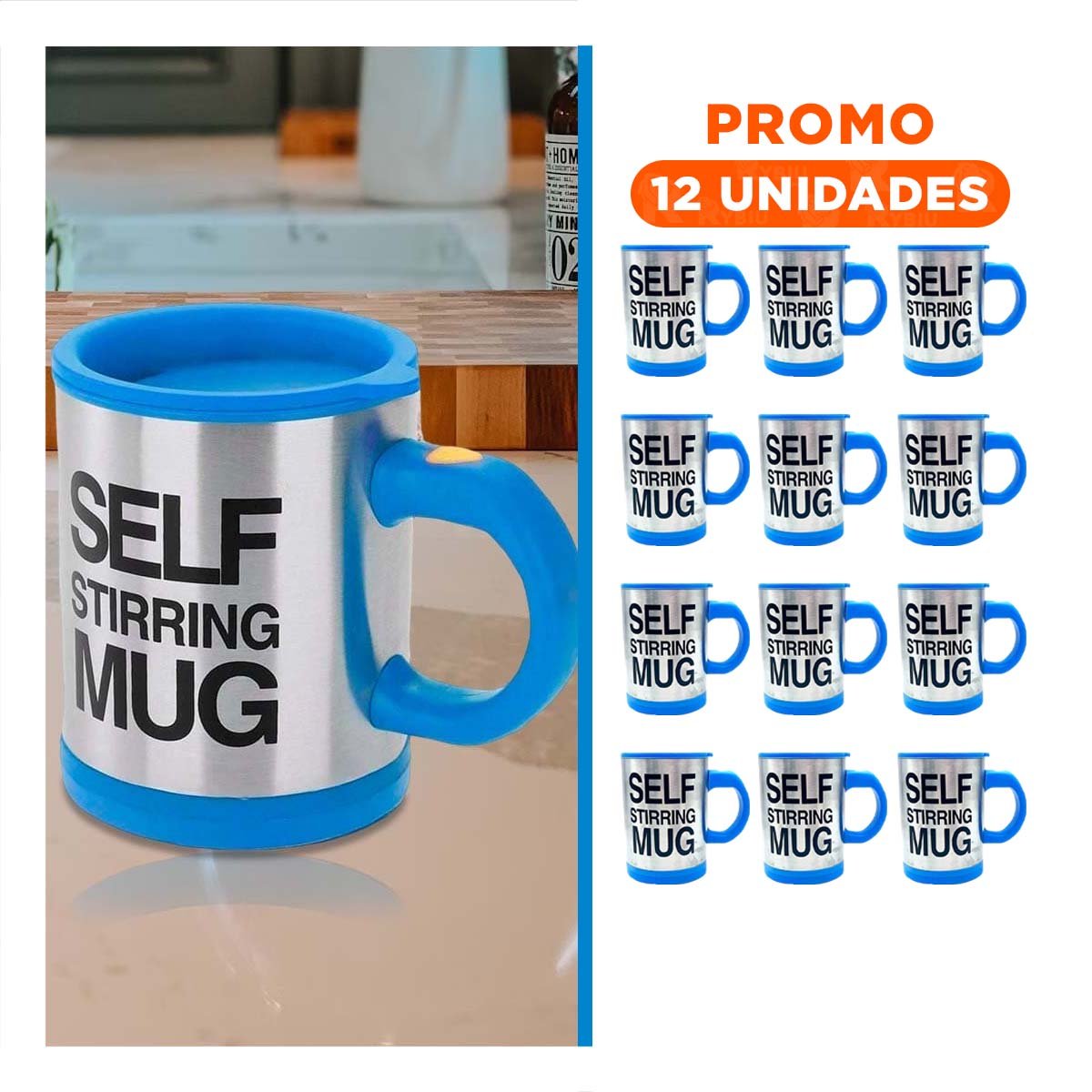 PACK12 LICUADORA PRACTICA 400 ML CON 2 PILAS AAA PARA JUGOS AZUL Y+REGALO STICKER - 1