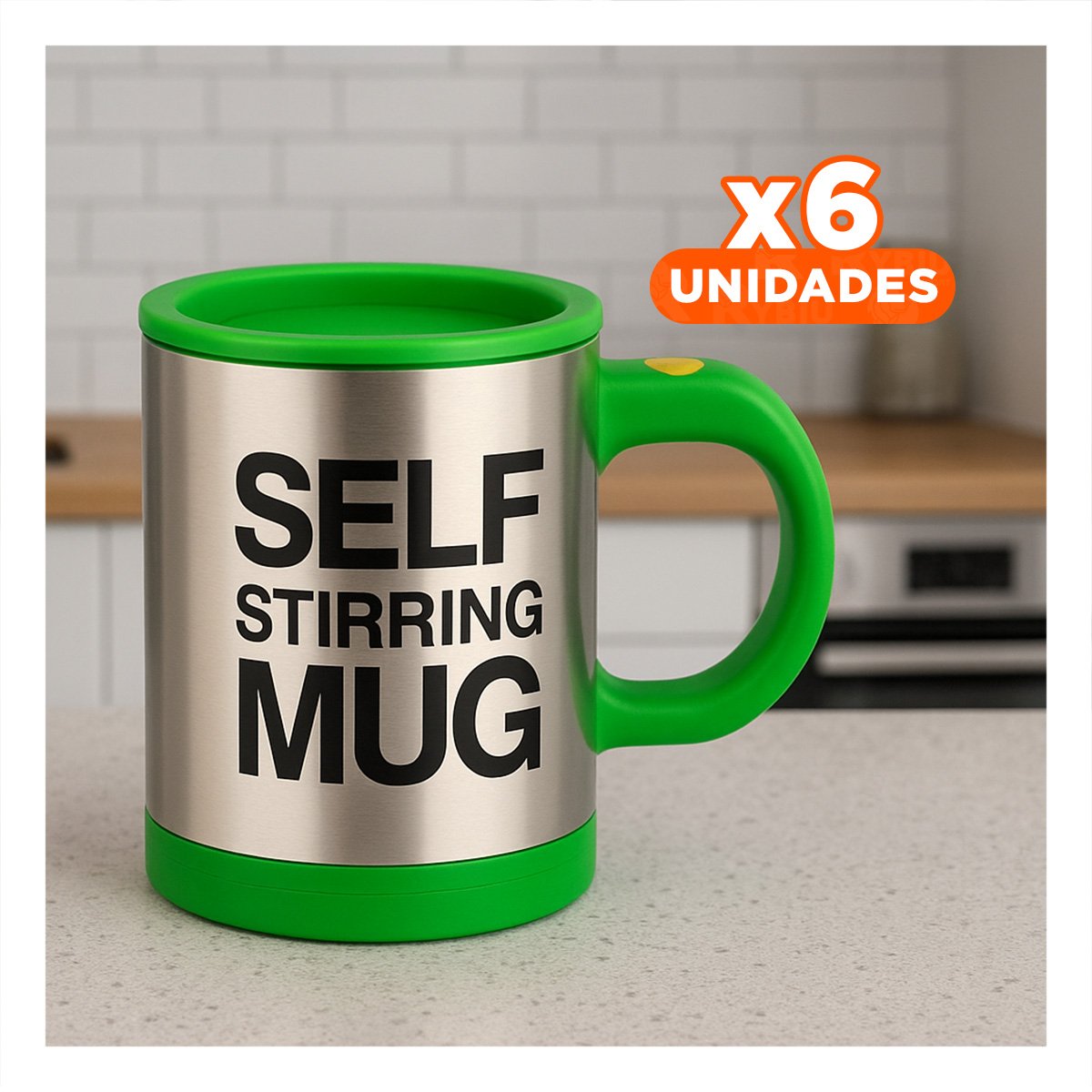 PACK6 TAZA BATIDORA COMPACTA 400 ML CON 2 PILAS AAA PARA HOGAR VERDE Y+REGALO STICKER - 1