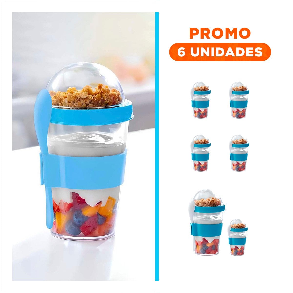 PACK6 CONTENEDOR CELESTE CON 350 ML PARA USO DIARIO EN OFICINA - 1