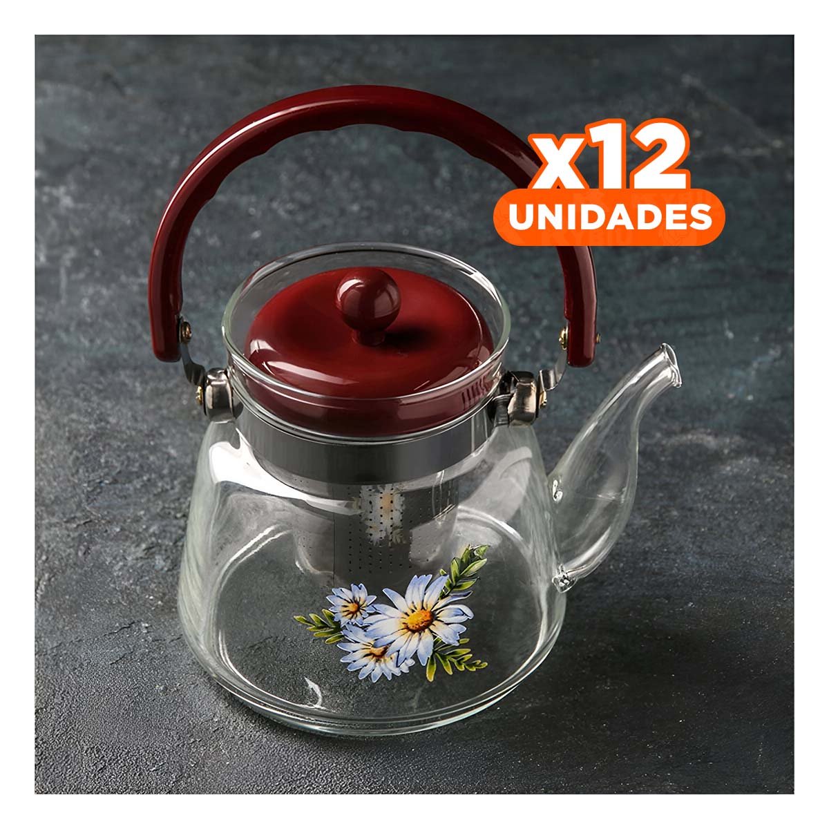 PACK12 RECIPIENTE TRANSPARENTE 850ML CON DETALLE GUINDA PARA JORNADA ACTIVA - 1