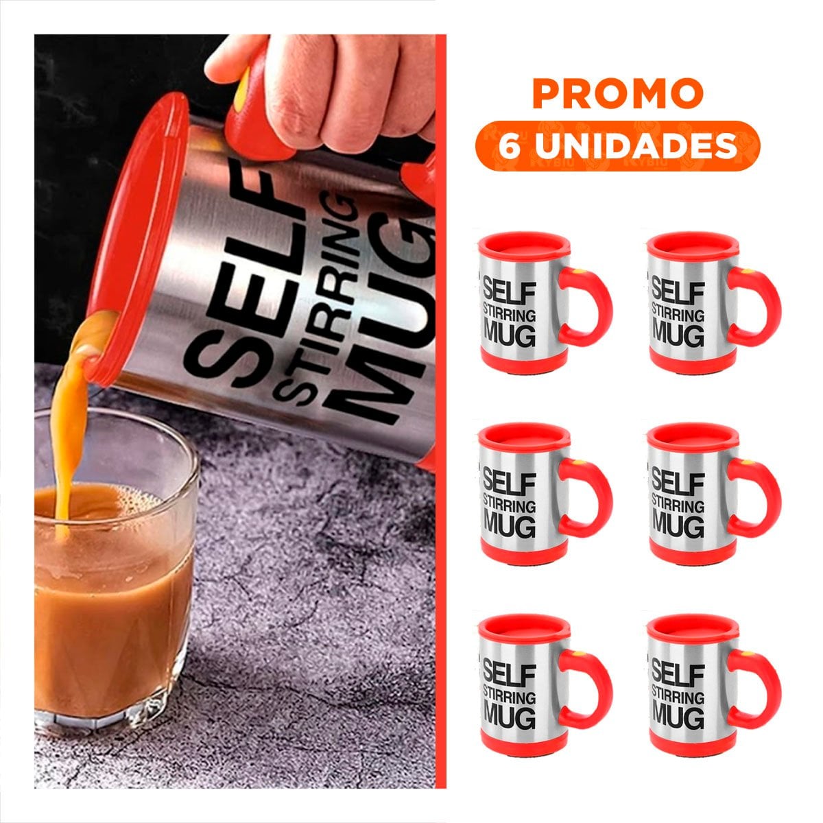 PACK6 AGITADOR PORTATIL ELECTRICO 400 ML CON 2 PILAS AAA PARA COCINA ROJO - 1
