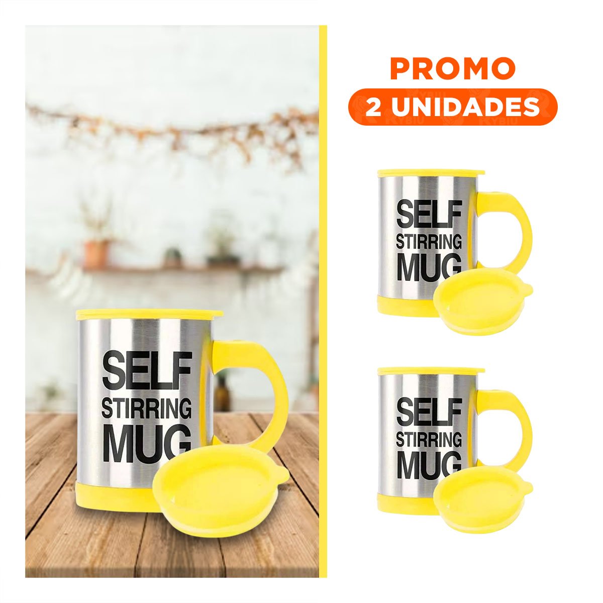PACK2 AGITADOR PARA CAFE 400 ML CON 2 PILAS AAA AMARILLO - 1