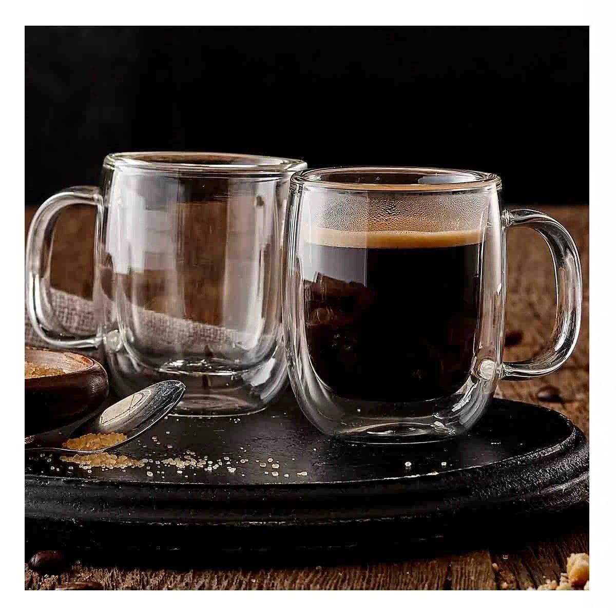 PACK12 COPA CON ASA CUADRADA ESPRESSO 100 ML DOBLE CAPA TRANSPARENTE Y+PAPEL REGALO - 3