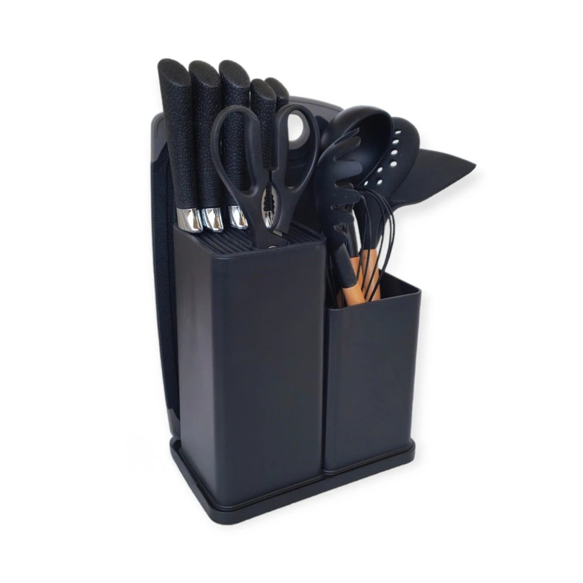 PACK2 SET ENFOQUE COCINA PROFESIONAL 18 PZ ACERO INOXIDABLE CON TABLA NEGRO Y+REGALO STICKER - 2