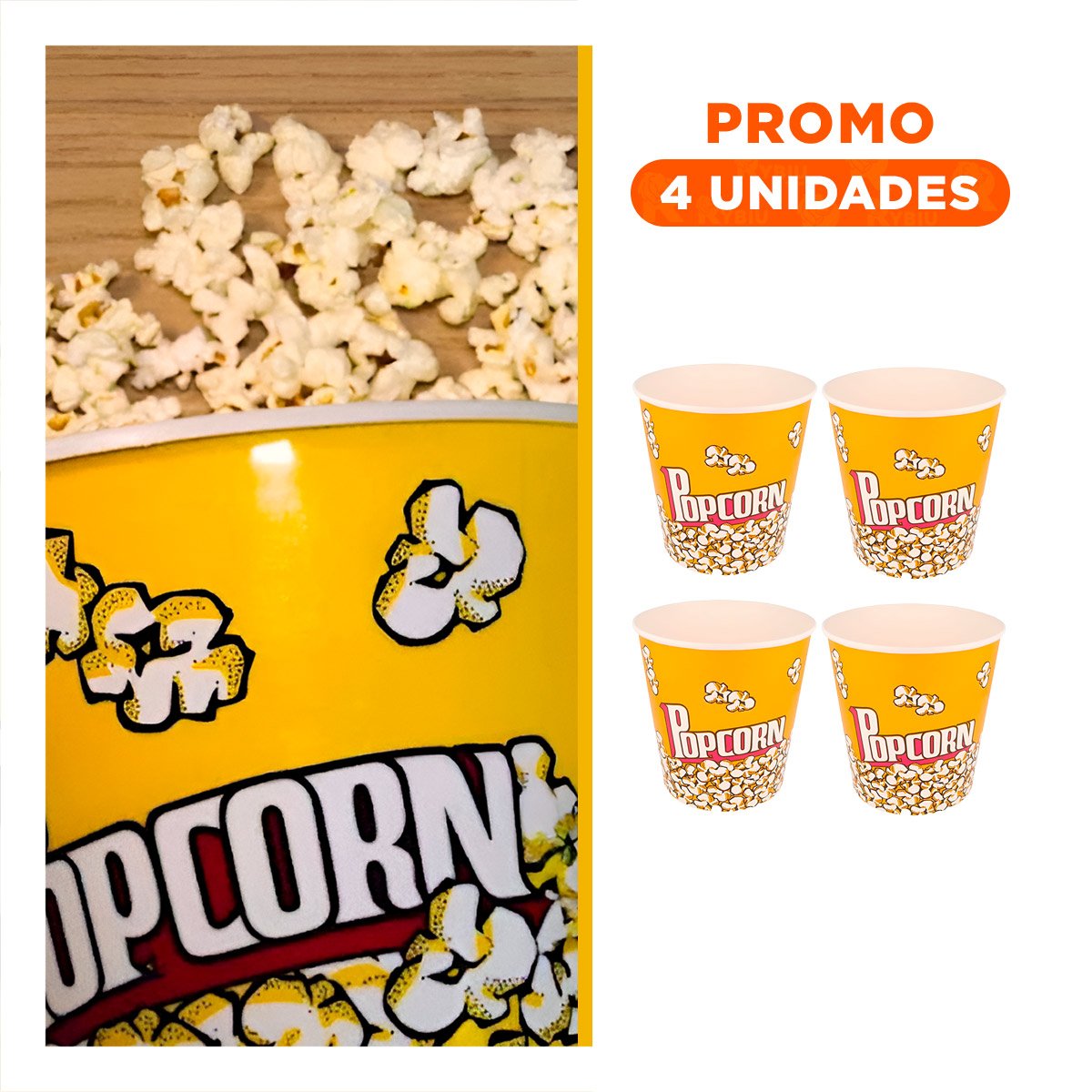 PACK6 BALDE DE SNACK AMARILLO 21X20CM DE ALTA RESISTENCIA PARA TODA SU CASA REAL - 1