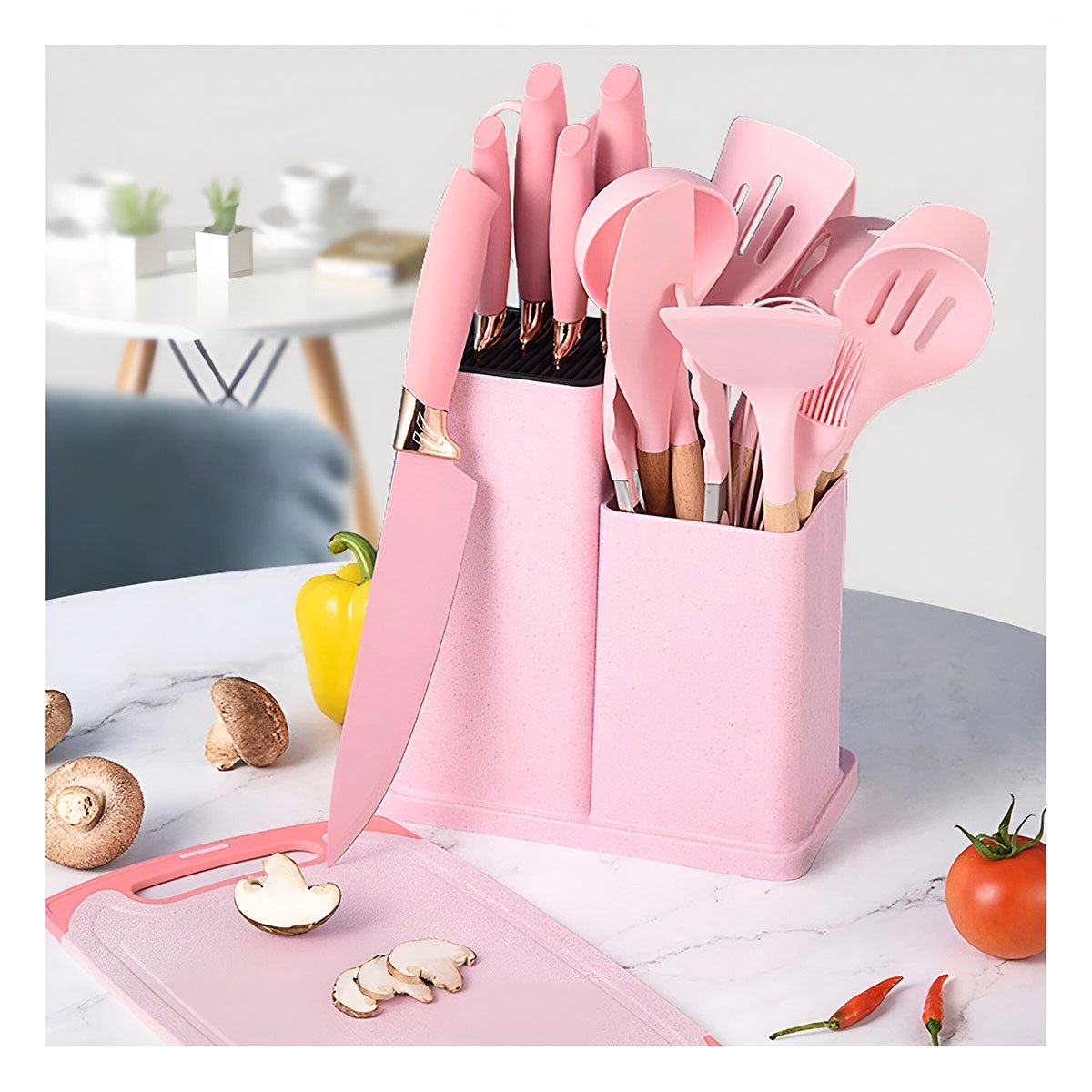 PACK6 EQUIPO ROSADO INTEGRA 18 PIEZAS EN COCINA MODERNA INOXIDABLE - 3