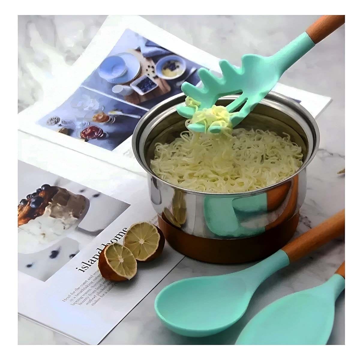 PACK12 COLECCION DE COCINA EN SILICONA COLOR VERDE CON 12 PIEZAS PARA USO DIARIO Y+PAPEL REGALO - 5