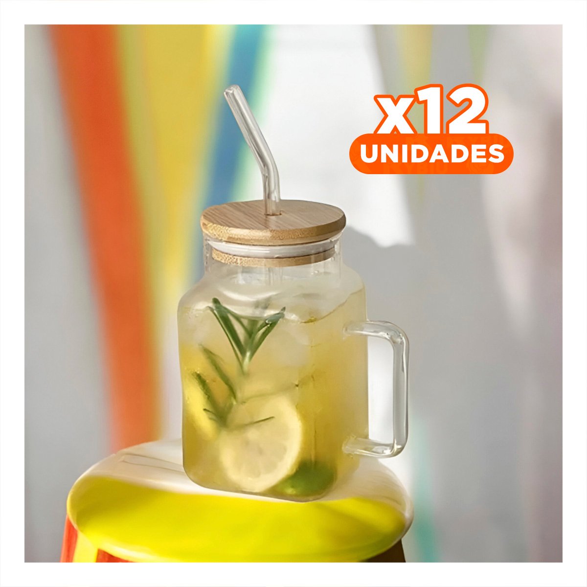 PACK12 CONTENEDOR RECTANGULAR TRANSPARENTE CON ASA 500ML - 1