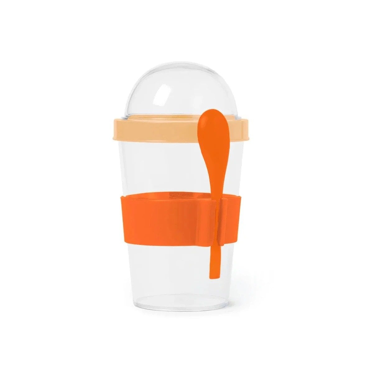 PACK12 TAZA PARA SNACK DIARIO 350 ML CON CUCHARA ANARANJADO PRACTICO Y+REGALO STICKER - 2