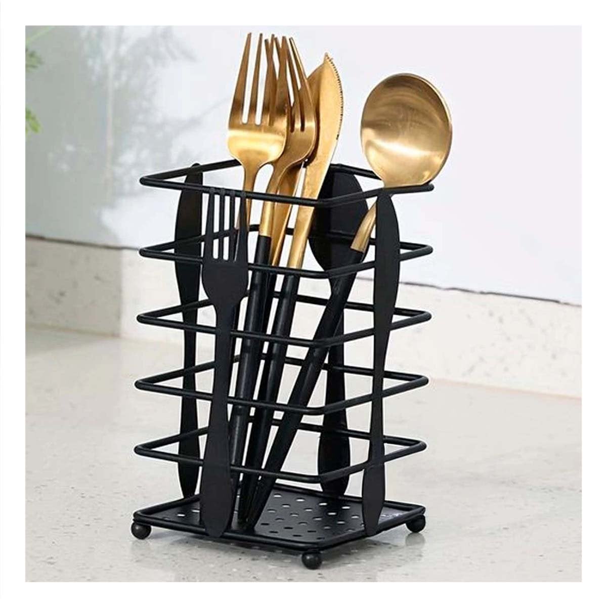 PACK6 SOPORTE PARA CUBIERTOS EN MESA RECTANGULAR DE METAL COLOR NEGRO Y+REGALO STICKER - 3