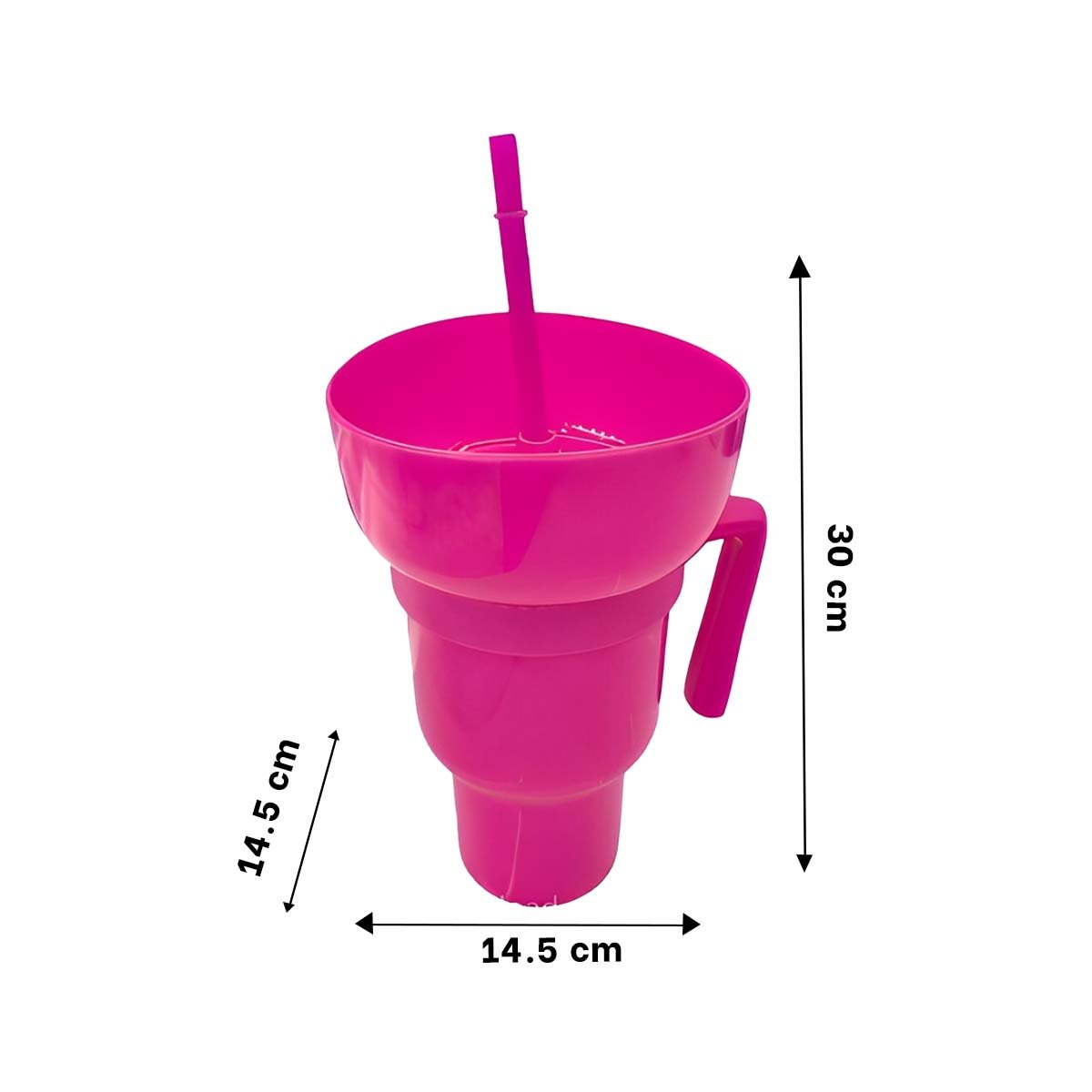PACK4 CONTENEDOR 2 EN 1 EN ABS ROSADO PARA BEBIDAS Y SNACKS Y+REGALO STICKER - 4