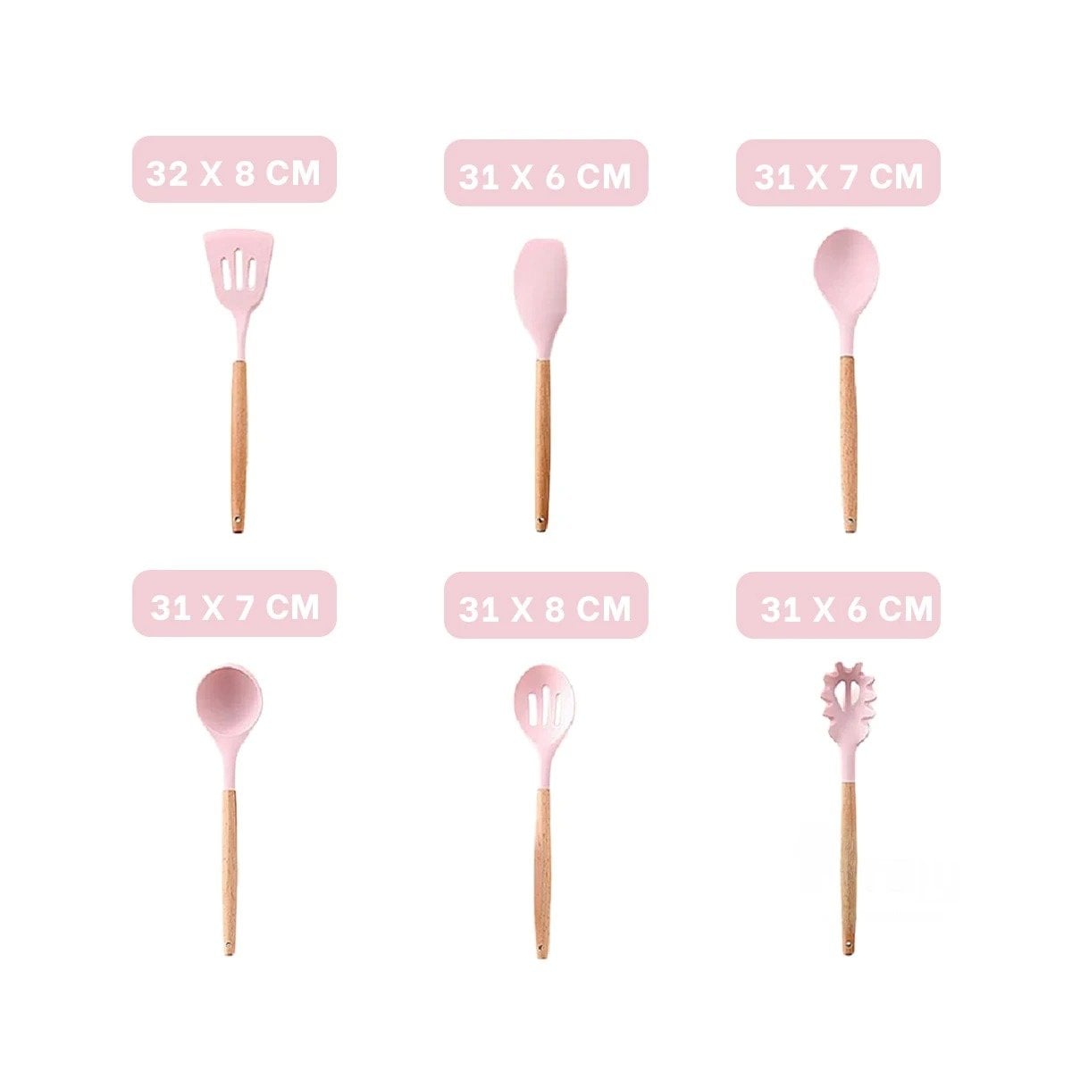 PACK2 SET DOMESTICO DE 12 PIEZAS COLOR ROSADO FABRICADO EN SILICONA PARA USO Y+REGALO STICKER - 4