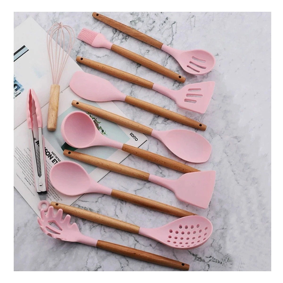 PACK2 SET DOMESTICO DE 12 PIEZAS COLOR ROSADO FABRICADO EN SILICONA PARA USO Y+REGALO STICKER - 5