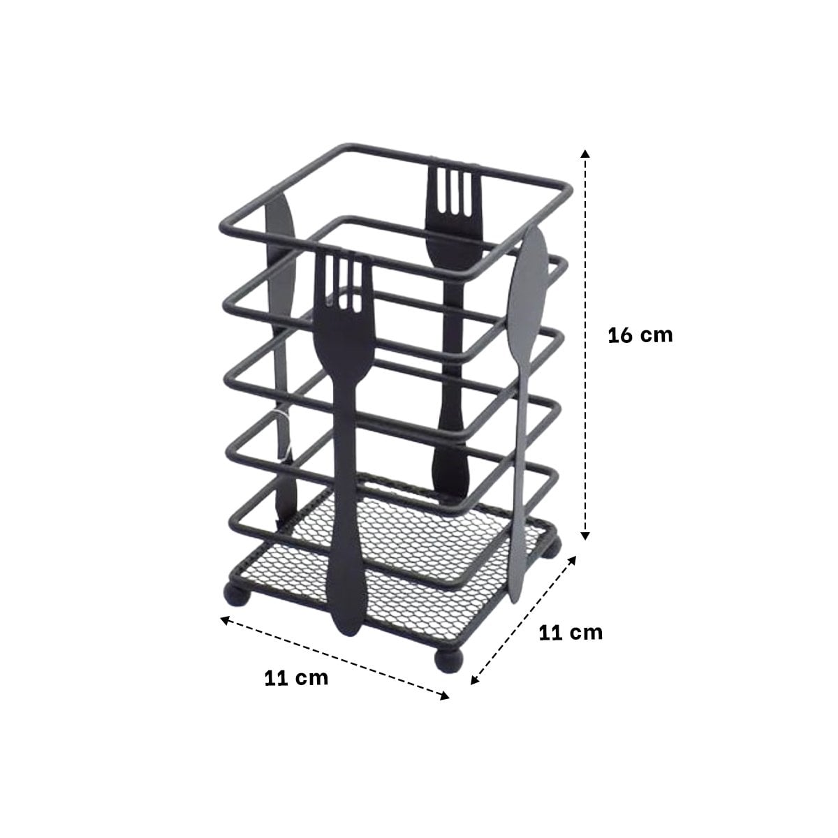 PACK4 ORGANIZADOR PARA CUBIERTOS DE COCINA RECTANGULAR METAL NEGRO Y+PAPEL REGALO - 4
