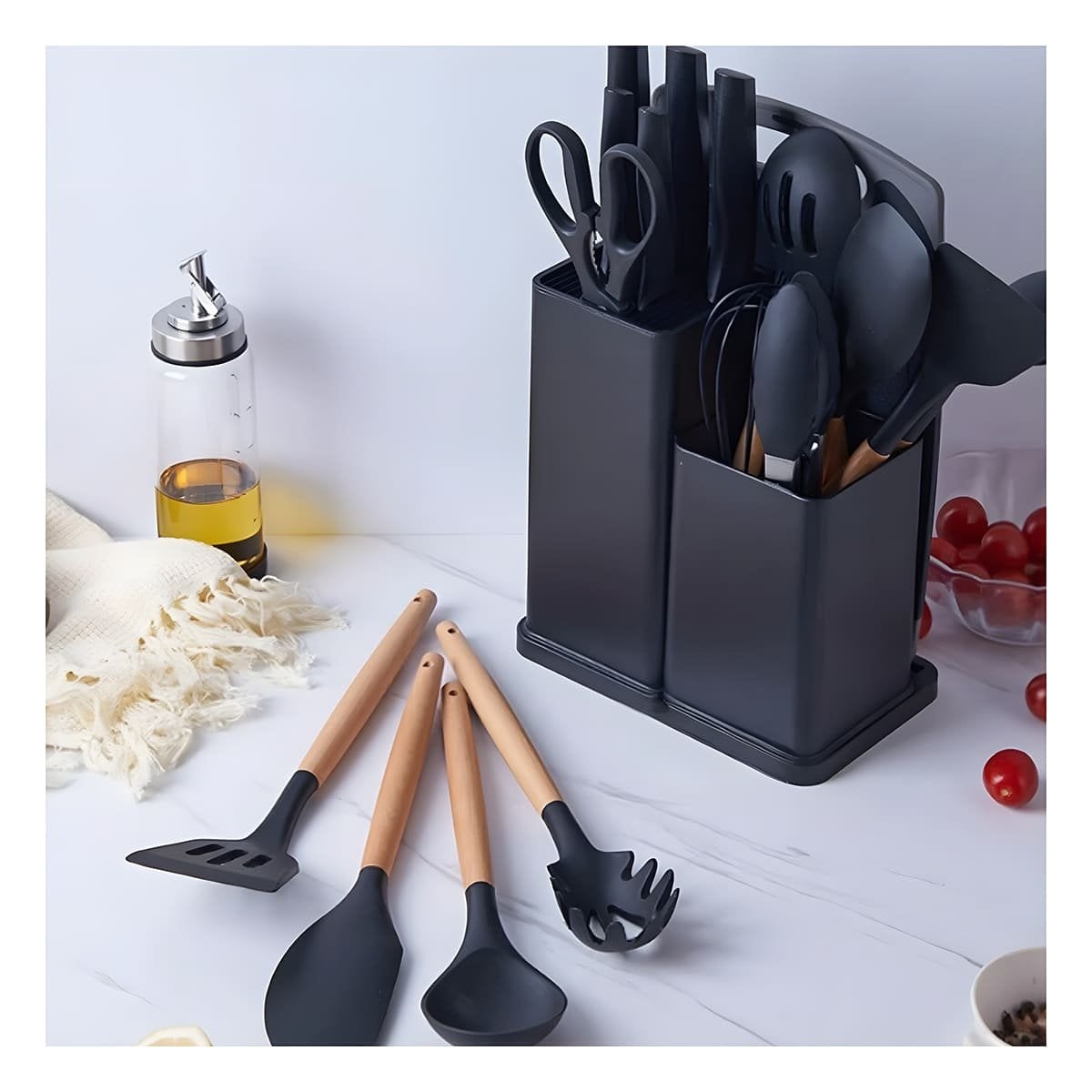 PACK6 EQUIPO NEGRO INTEGRA 18 PIEZAS EN COCINA MODERNA INOXIDABLE - 2