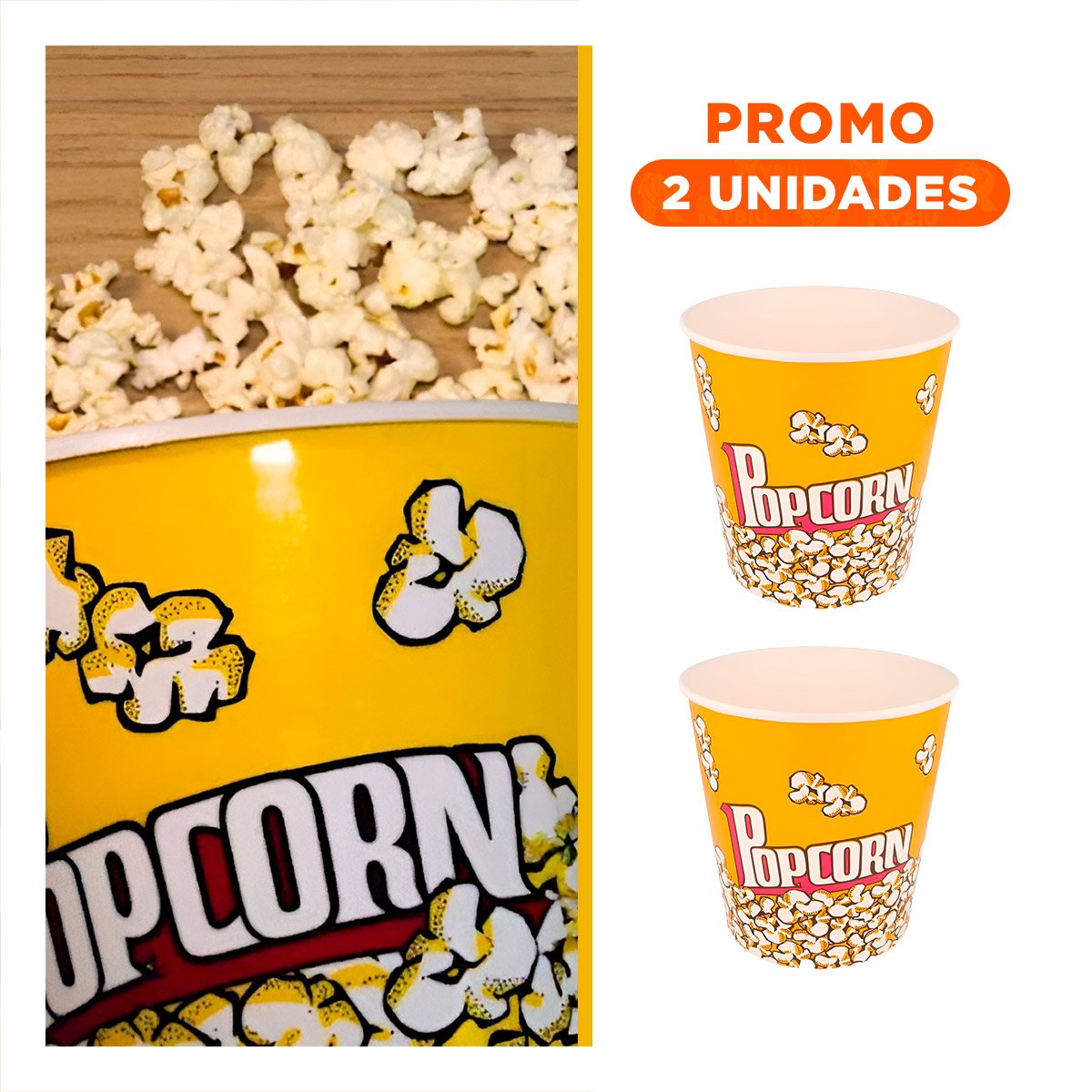PACK4 BALDE DE SNACK AMARILLO 21X20CM CON BASE DE SEGURIDAD DE MUCHA CARGA Y+REGALO STICKER - 1