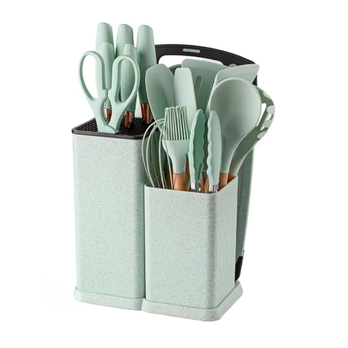 PACK6 EQUIPO 18 PIEZAS ACERO INOXIDABLE TONO VERDE ADAPTADO A COCINA Y+REGALO STICKER - 2