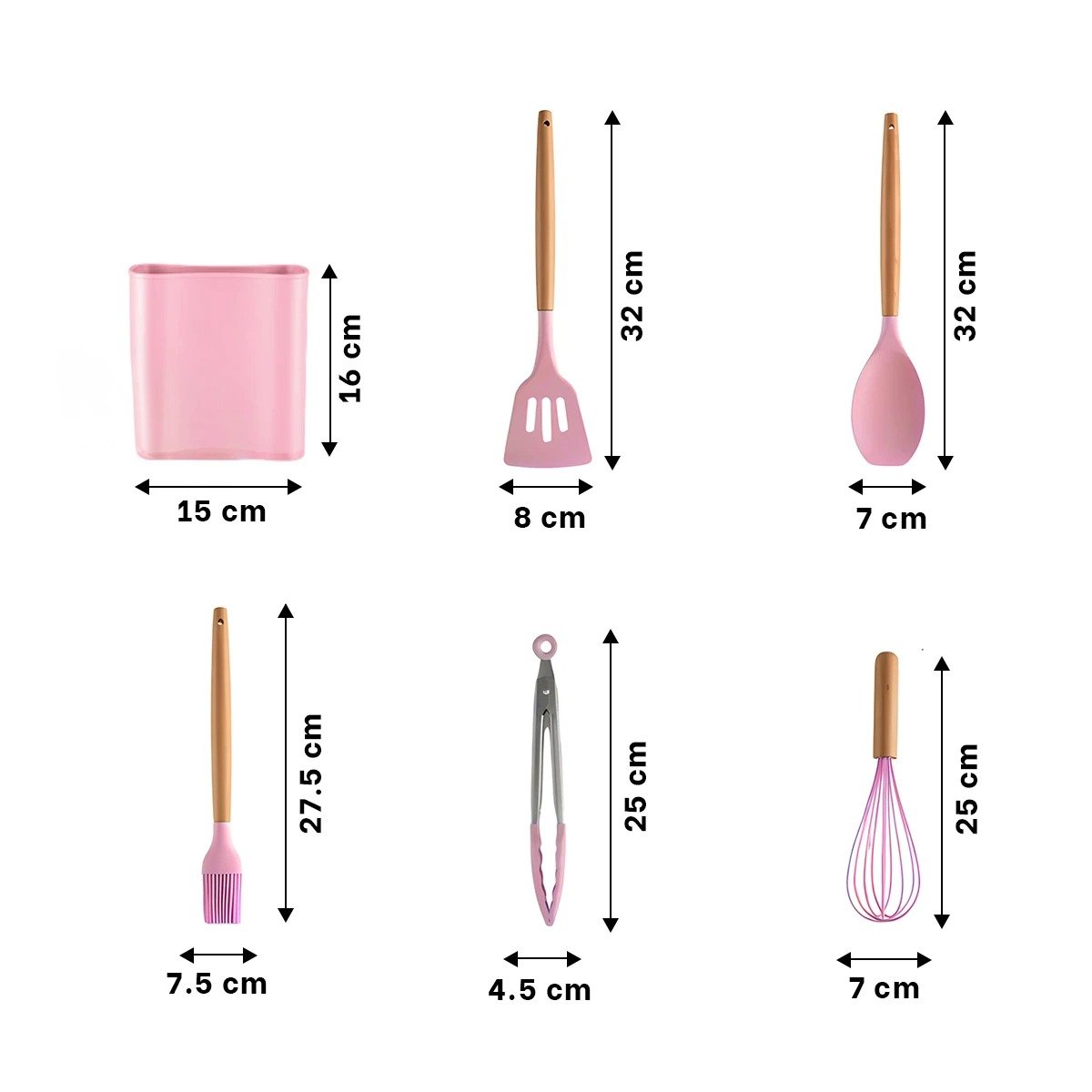 PACK6 JUEGO MULTIUSO DE COLOR ROSADO 11 CUCHARONES DE SILICONA CON BASE - 4