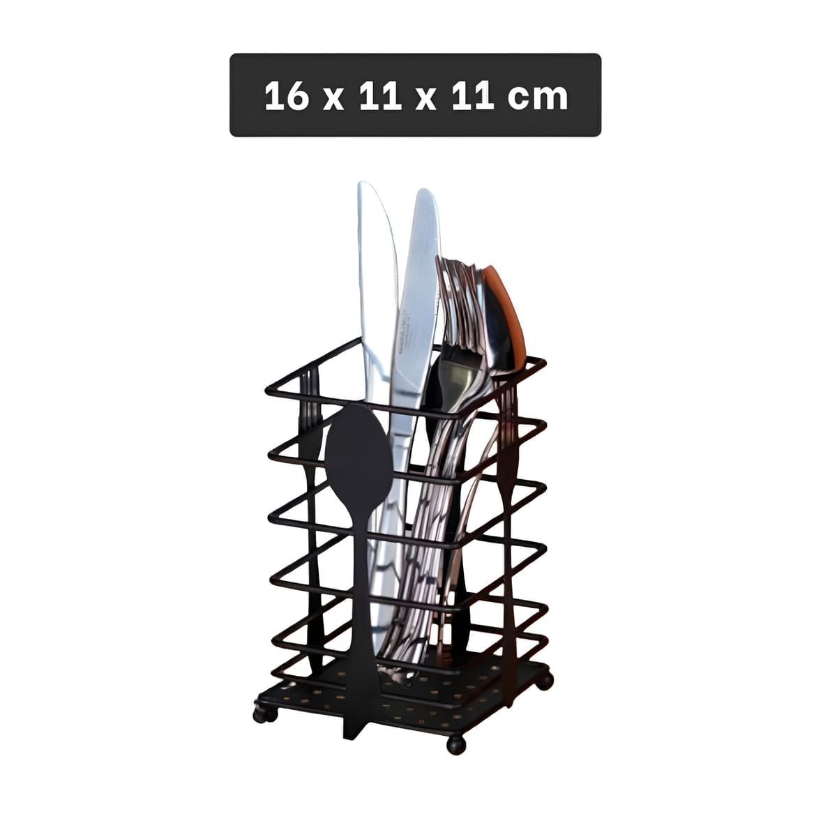 PACK4 SOPORTE RECTANGULAR EN METAL NEGRO PARA CUBIERTOS DE MESA Y+REGALO STICKER - 4