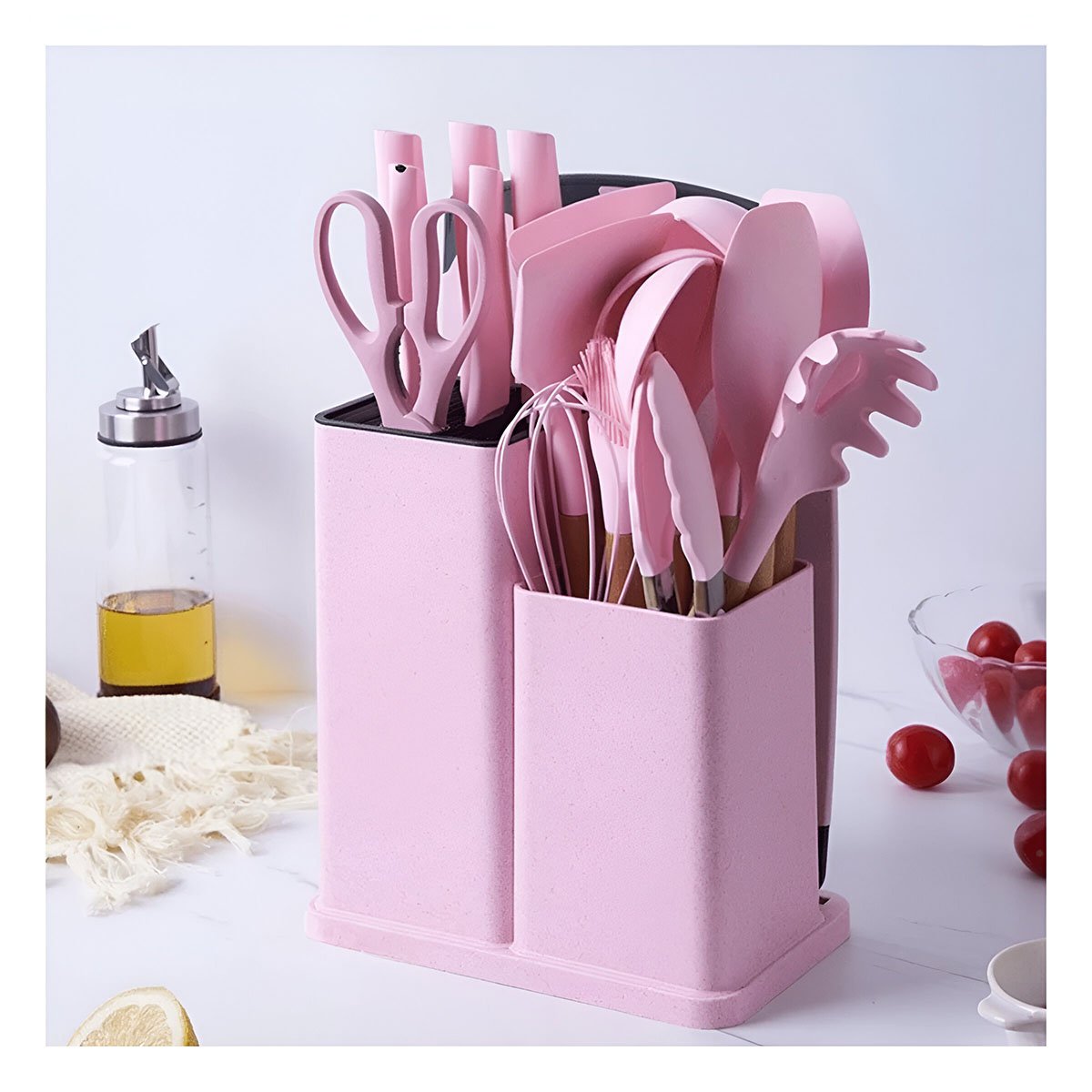 PACK4 SET COCINA MODERNA CON 18 PIEZAS EN ROSADO Y ESTRUCTURA INOXIDABLE - 3