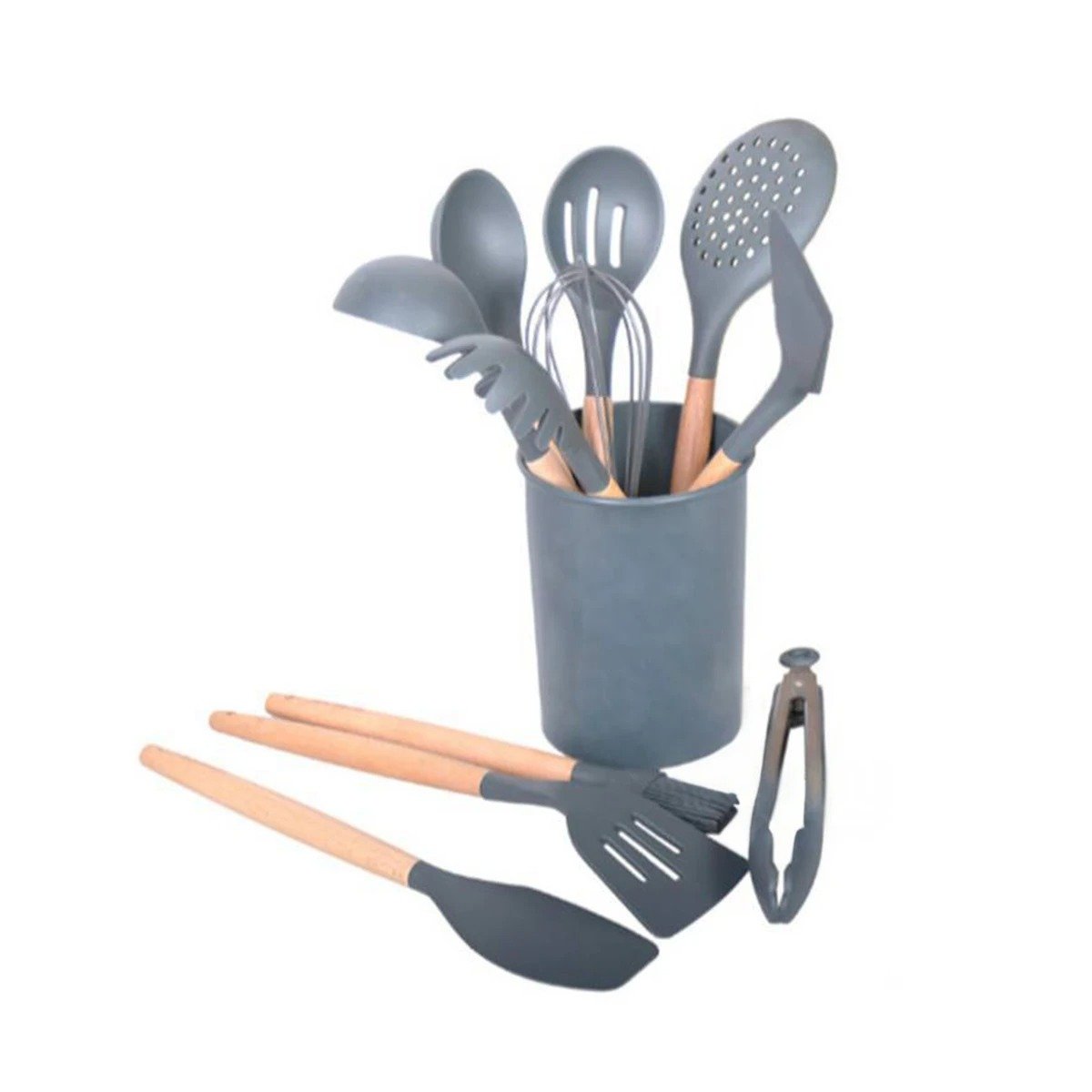 PACK4 SET PRACTICO DE COCINA COLOR GRIS CON 12 PIEZAS EN SILICONA FLEXIBLE Y+PAPEL REGALO - 3