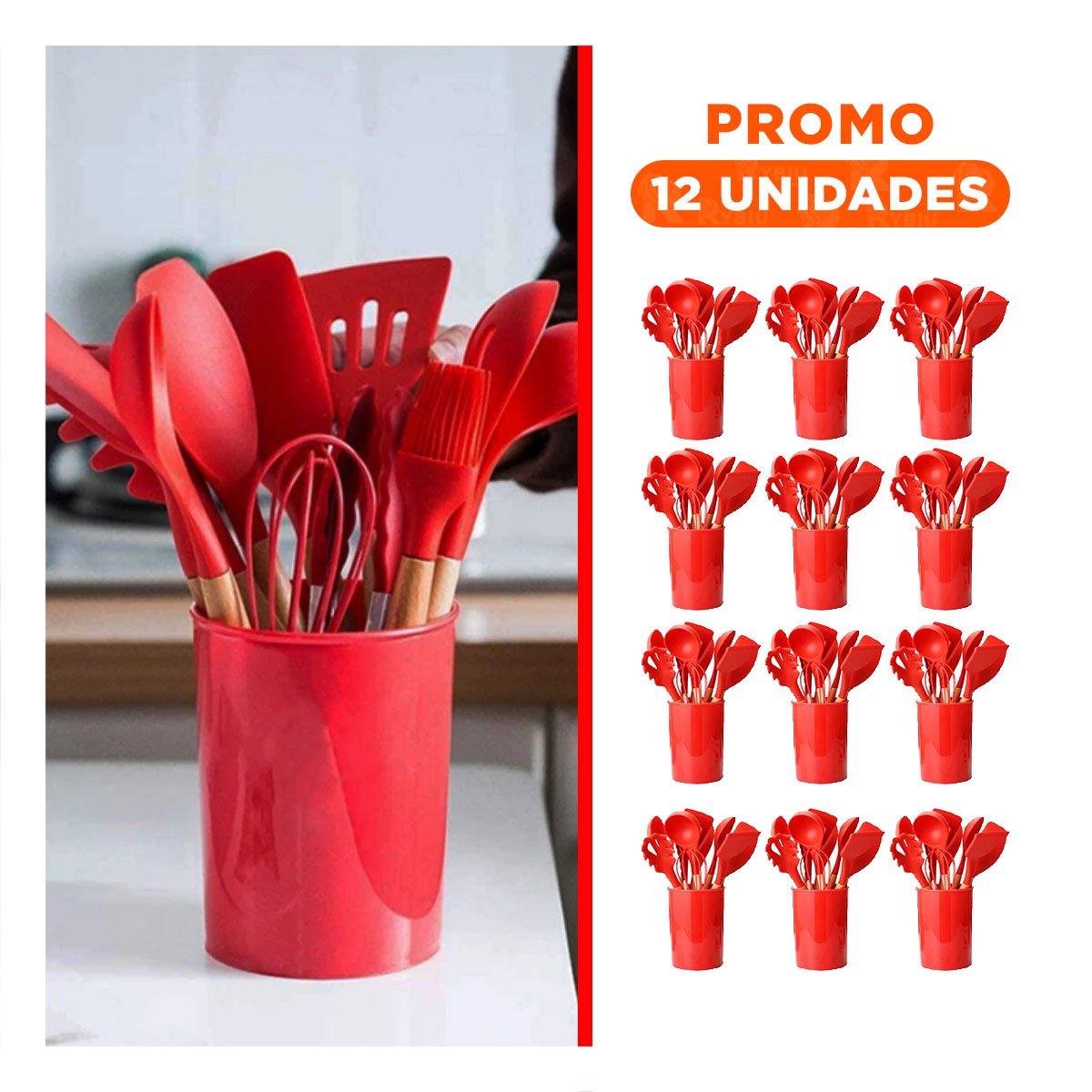 PACK12 COLECCION ORGANIZADA 12PZCOLOR ROJO EN SILICONA PARA ESPACIOS PRACTICOS Y+REGALO STICKER - 1