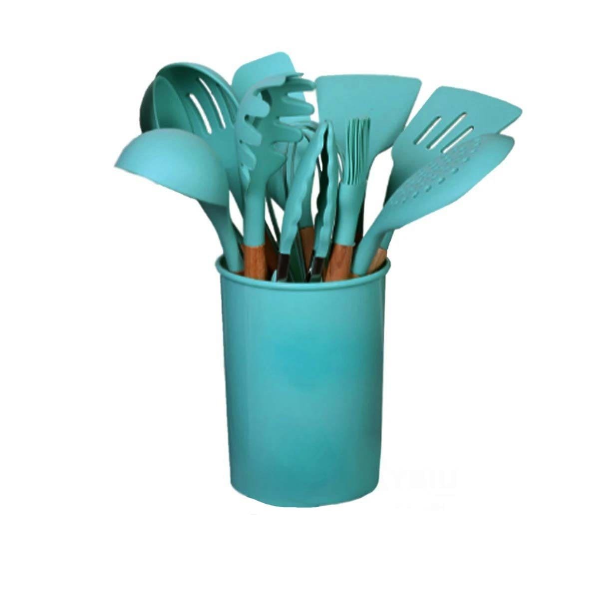 PACK2 SET DOMESTICO DE 12 PIEZAS COLOR VERDE FABRICADO EN SILICONA PARA USO Y+REGALO STICKER - 2