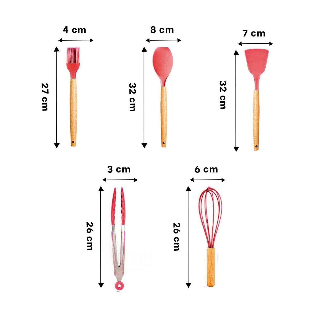 PACK2 SET DOMESTICO DE 12 PIEZAS COLOR ROJO FABRICADO EN SILICONA PARA USO Y+REGALO STICKER - 4