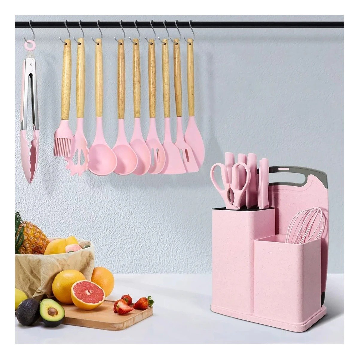 PACK6 EQUIPO COCINA PROFESIONAL EN ROSADO CON CUERPO ACERO INOXIDABLE Y+PAPEL REGALO - 2