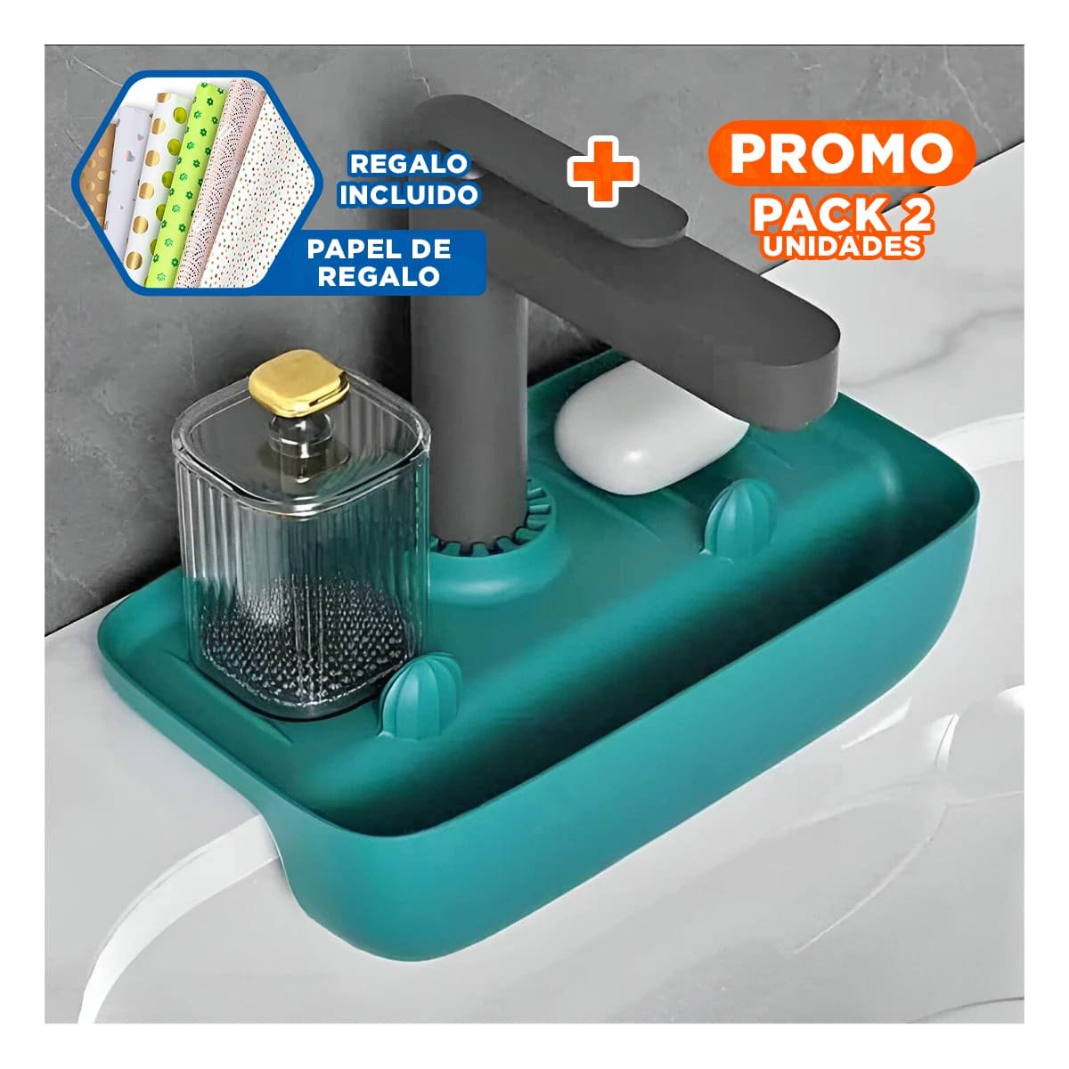 PACK2 ACCESORIO PARA LAVADERO COLOR VERDE CON MATERIAL FLEXIBLE Y+PAPEL REGALO - 1