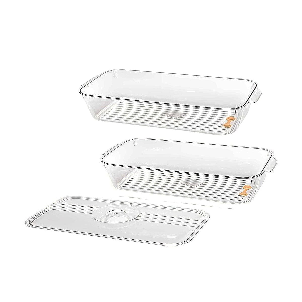 PACK2 CONTENEDOR DE COCINA CON ASAS PEQUEÑAS 32X20X5CM TRANSPARENTE Y+REGALO STICKER - 2