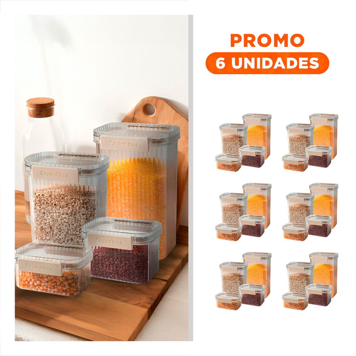 PACK6 ACCESORIO ALIMENTOS ACRILICO SET 5 TRANSPARENTE FACIL TRANSPORTAR Y USAR - 1