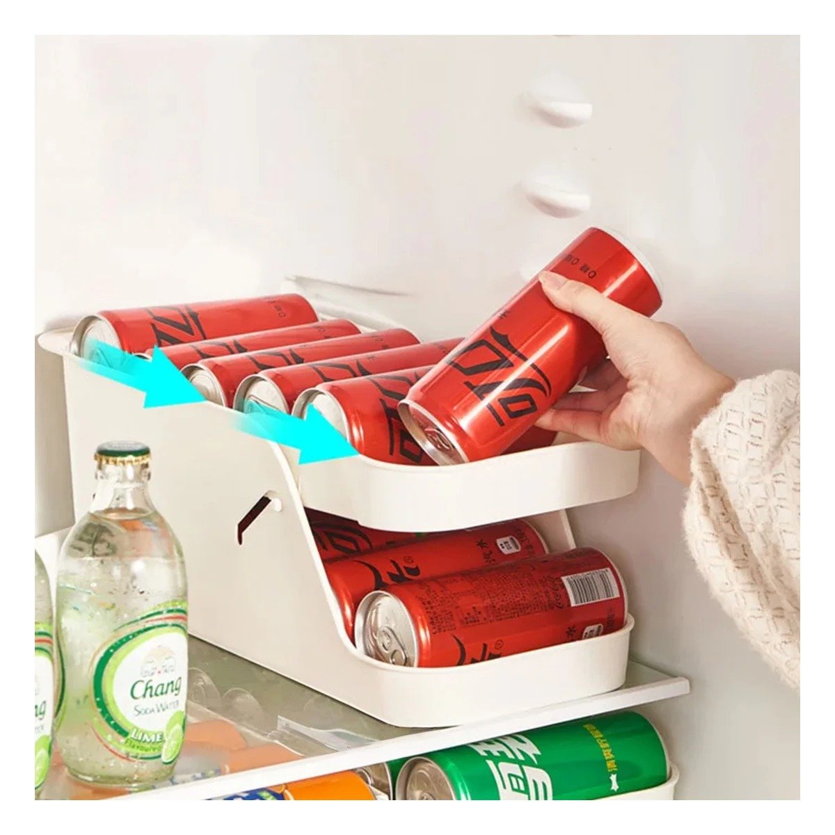 PACK4 ALMACENADOR COMPACTO BLANCO DE HUEVOS Y LATAS 2 NIVELES Y+REGALO STICKER - 3
