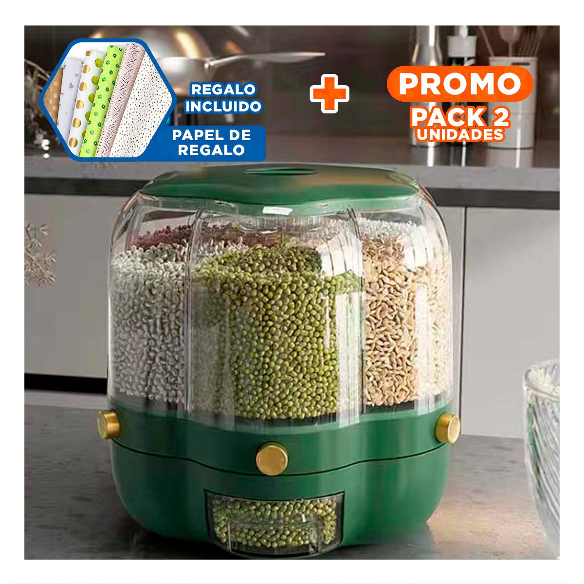 PACK2 SOPORTE DE ALIMENTOS VERDE 6 KG PARA EL DESARROLLO DE EFICIENCIA Y+PAPEL REGALO - 1