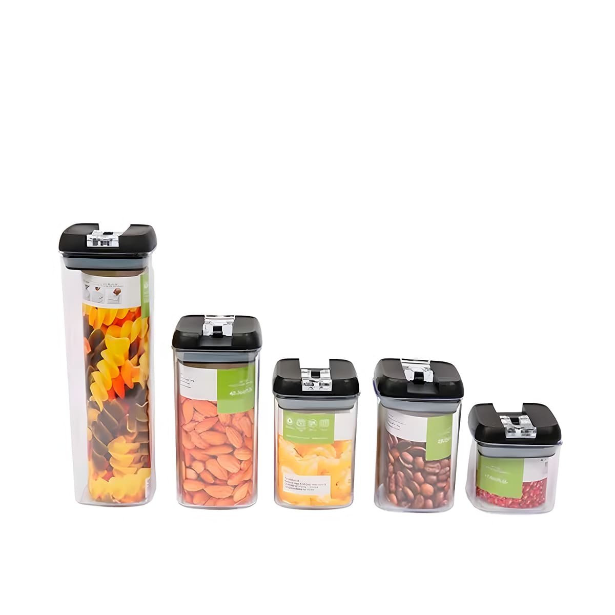 PACK2 SISTEMAS DE ALIMENTOS CON TAPA PALANCA NEGRA TRANSPARENTE SET 5 Y+REGALO STICKER - 2