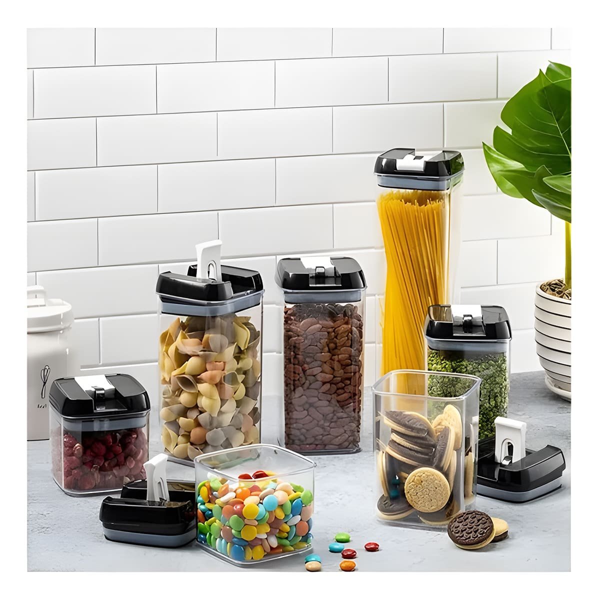 PACK2 SISTEMAS DE ALIMENTOS CON TAPA PALANCA NEGRA TRANSPARENTE SET 5 Y+REGALO STICKER - 3