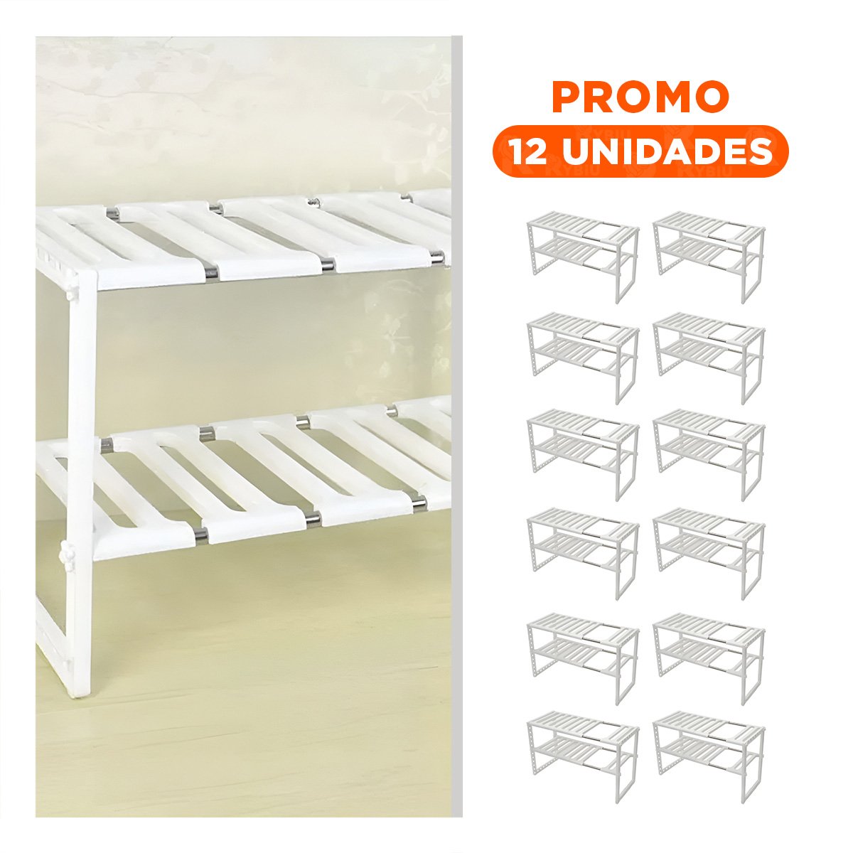 PACK12 SOPORTE DE MENAJE BLANCO PARA VAJILLA Y FRASCOS DE SU COCINA Y+REGALO STICKER - 1
