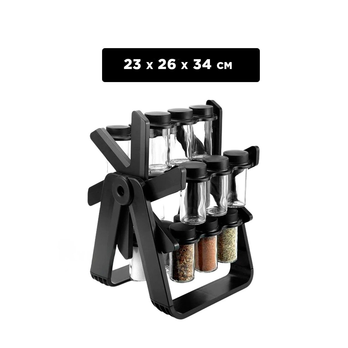 PACK6 SOPORTE DE CONDIMENTOS NEGRO CON ESTILO GIRATORIO 360 PARA COCINA Y+PAPEL REGALO - 4