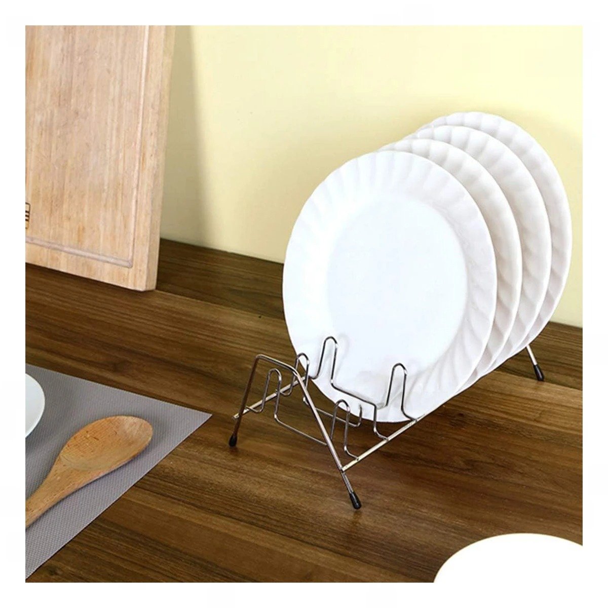 PACK2 SOPORTE VERTICAL PLATEADO PARA TAPAS DE OLLAS Y PLATOS 10 RANURAS Y+REGALO STICKER - 3