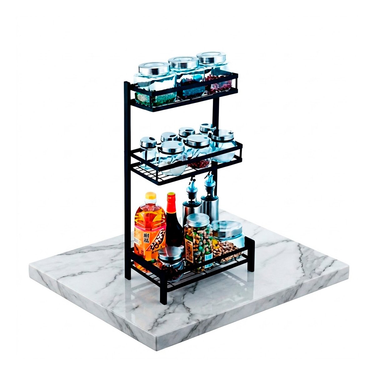 PACK6 ORGANIZADOR MODULAR NEGRO CON 3 NIVELES FABRICADO EN ACERO INOXIDABLE Y+REGALO STICKER - 2