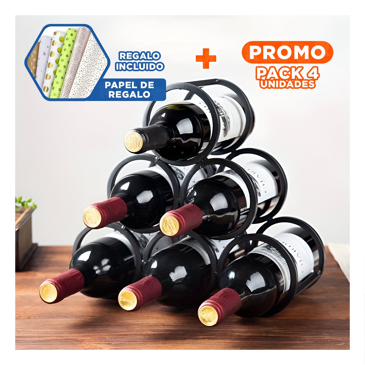 PACK4 MUEBLE PARA COCINA Y TOMATODOS NEGRO Y+PAPEL REGALO - 1