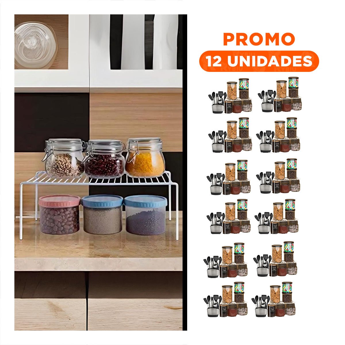 PACK12 ESTANTE MODULAR EXPANDIBLE BLANCO CON BASE DE 4 PATAS METALICAS Y+REGALO STICKER - 1